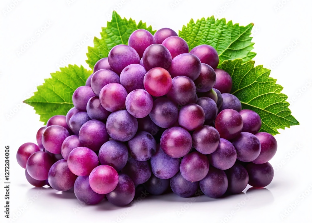 Fototapeta premium Juicy Purple Grapes Isolated on White Background - High-Resolution Stock Photo