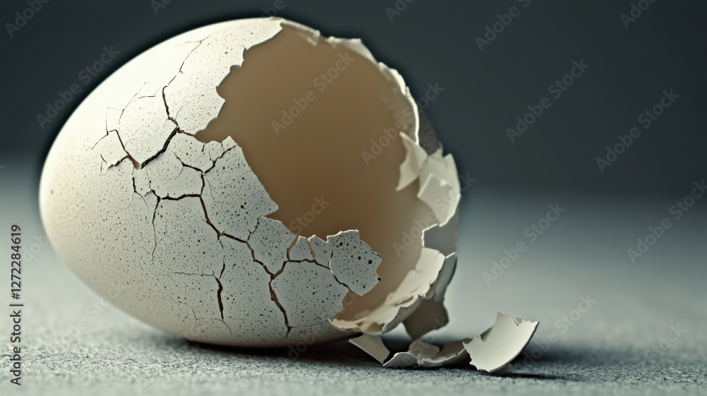 cracked egg with yolk on light background