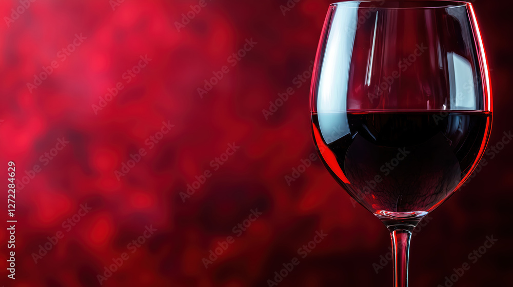 glass of red wine on dark red background