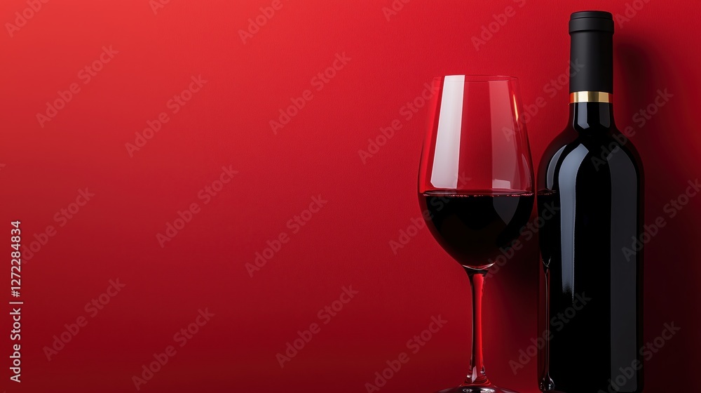 glass of red wine on dark red background
