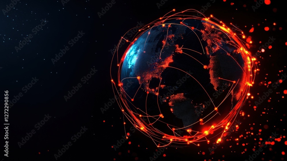 A captivating digital representation of the Earth surrounded by glowing connections, symbolizing global networks and technological advancements in interconnectedness. A captivating digital representation of the Earth surrounded by glowing connections, symbolizing global networks and technological advancements in interconnectedness.