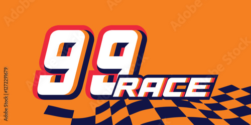 99 race racing numbers with racing flag background, racing starting numbers, sports racing numbers