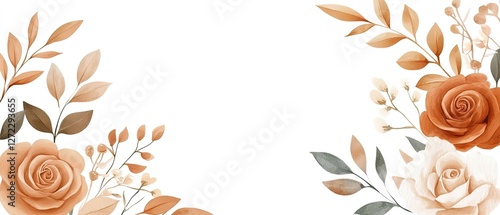 Elegant Watercolor Roses and Leaves Design