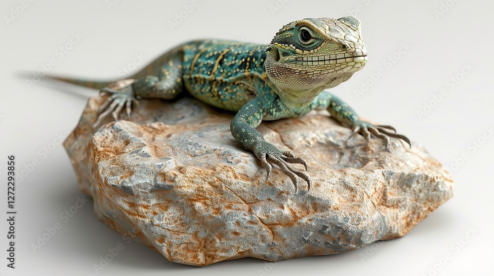 Obraz premium green chameleon hunting a fly with its tongue