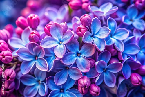 Lilac Blossoms Macro Photography: Spring Blue Pink Flowers Closeup High Resolution