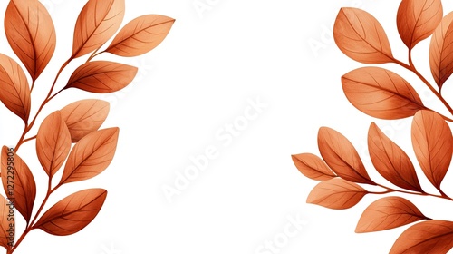 Autumnal Leaves Frame Elegant Botanical Design