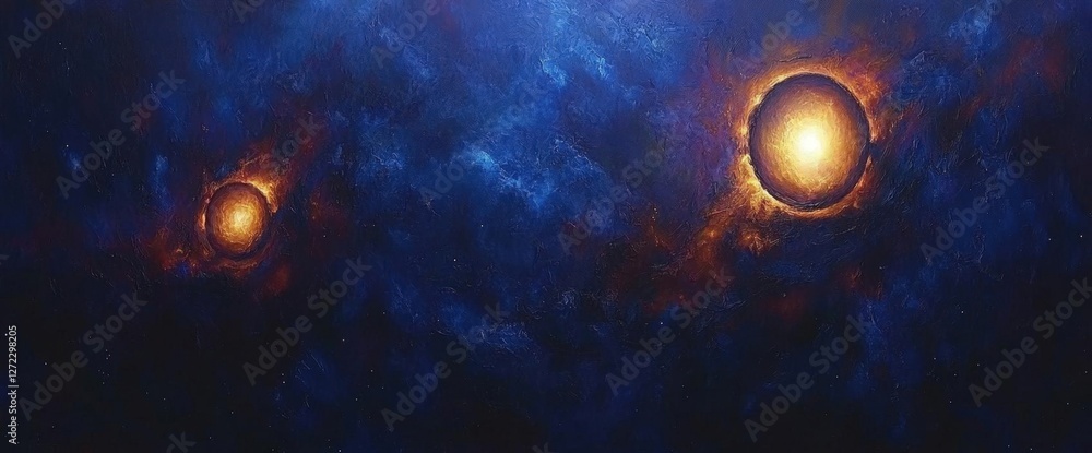 Obraz premium Colorful Abstract Space Landscape With Glowing Objects