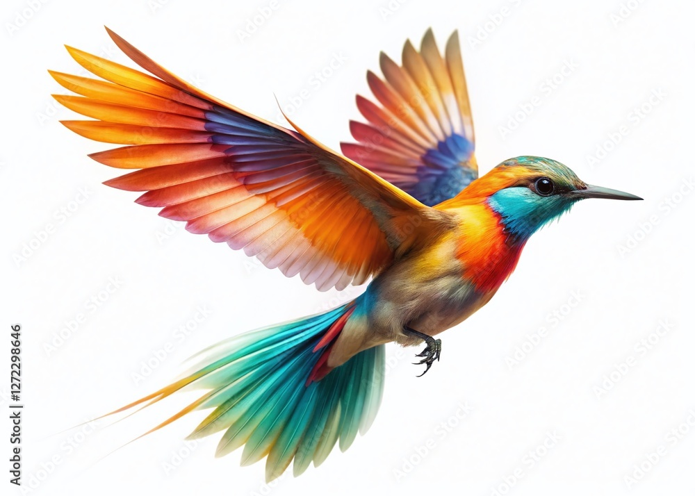 Obraz premium Long Exposure Bird in Flight, Clean White Background Stock Photo