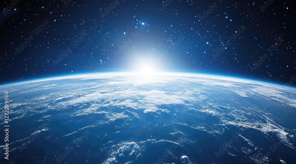 Fototapeta premium Earth from space, sunrise, cosmos background, inspirational image