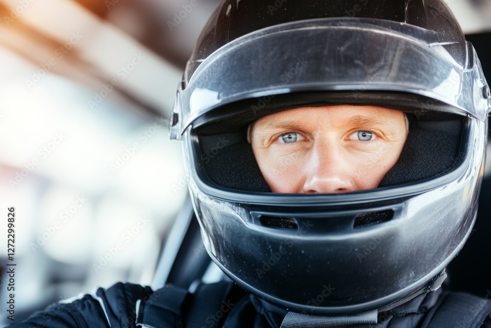 Man wearing a helmet is looking at the camera Man wearing a helmet is looking at the camera