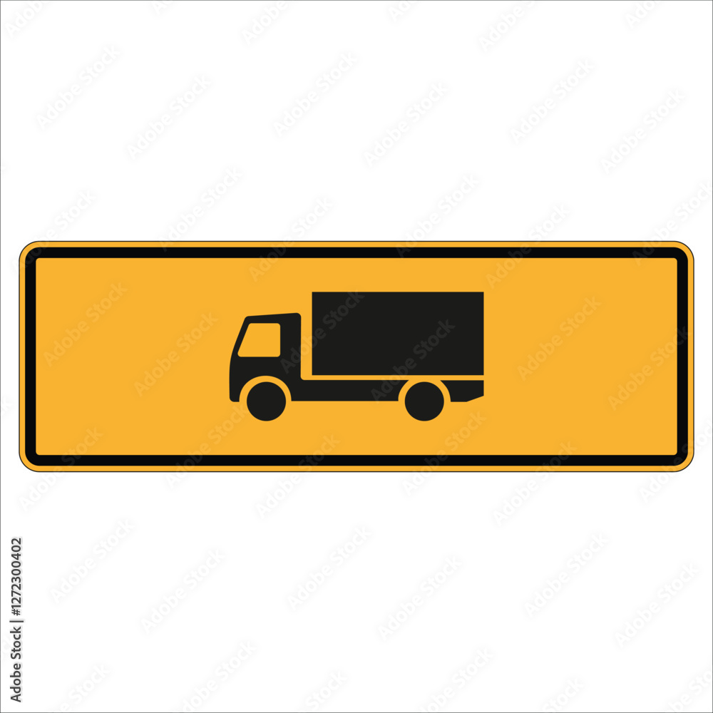 Delivery truck traffic sign indicating truck route or designated area Delivery truck traffic sign indicating truck route or designated area