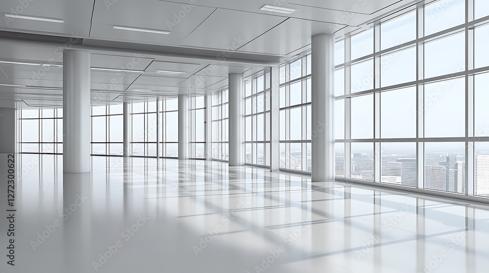 Modern Office Space With City View And Large Windows Modern Office Space With City View And Large Windows