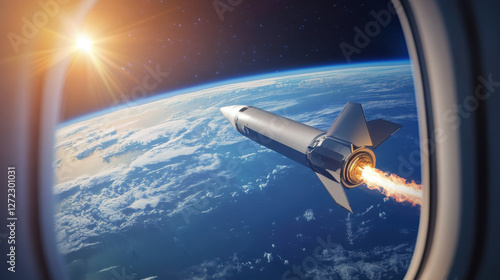 In a groundbreaking moment for space tourism, a rocket is deployed to release mini-satellites while soaring high above Earth's atmosphere, showcasing technological advancements and exploration photo