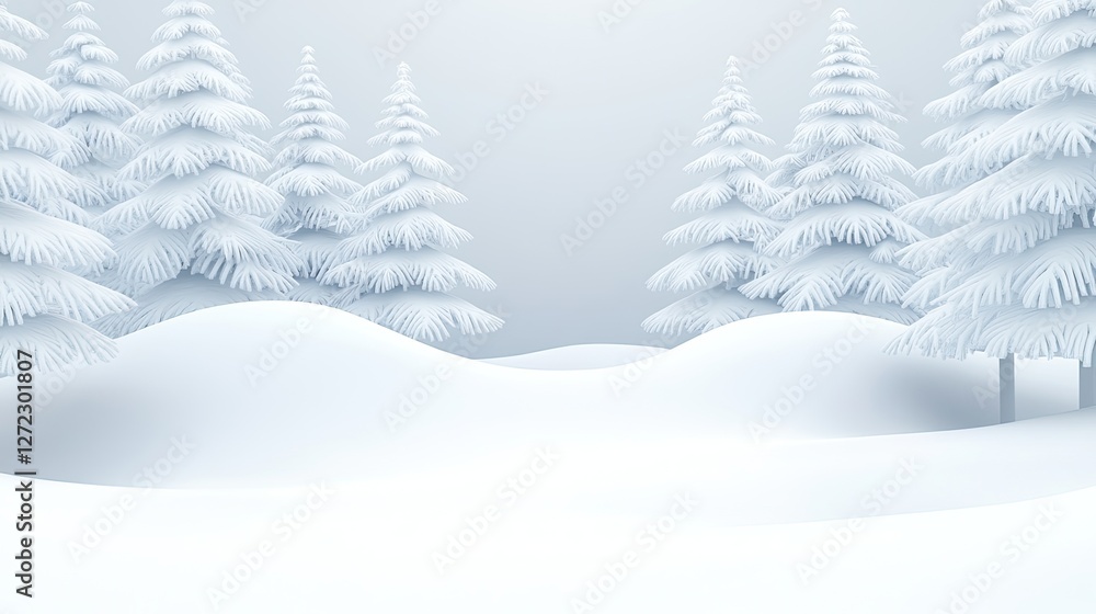 Naklejka premium Serene Winter Landscape Snow Covered Trees