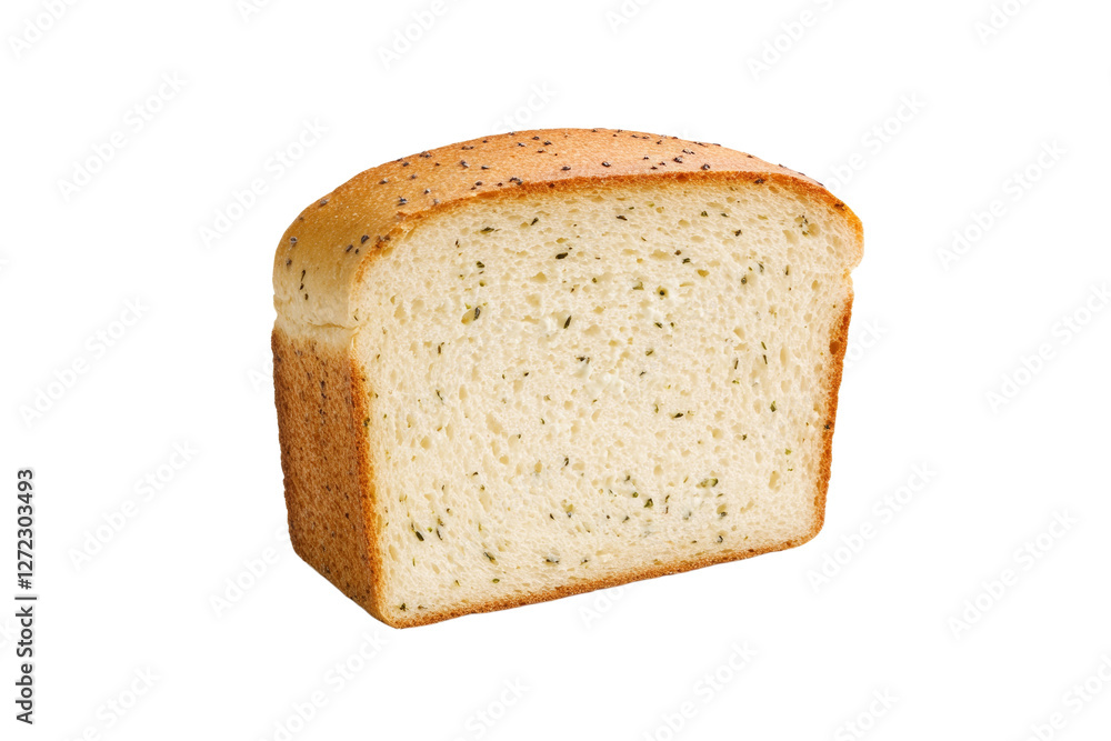 Slice of bread with seeds on top, isolated Slice of bread with seeds on top, isolated