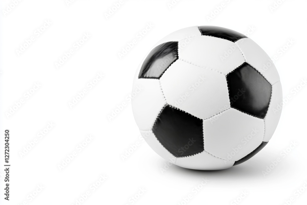 White and black soccer ball is sitting on a white background White and black soccer ball is sitting on a white background