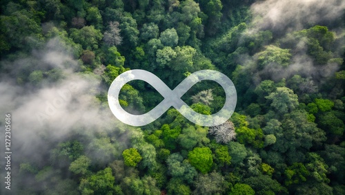 The Circular Economy Concept Icon on a Nature Background Illustrating Sustainable Growth for Business Design and Reusable Renewable Material Resources