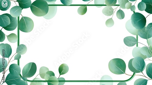 Eucalyptus Leaves Frame Green Border White Background