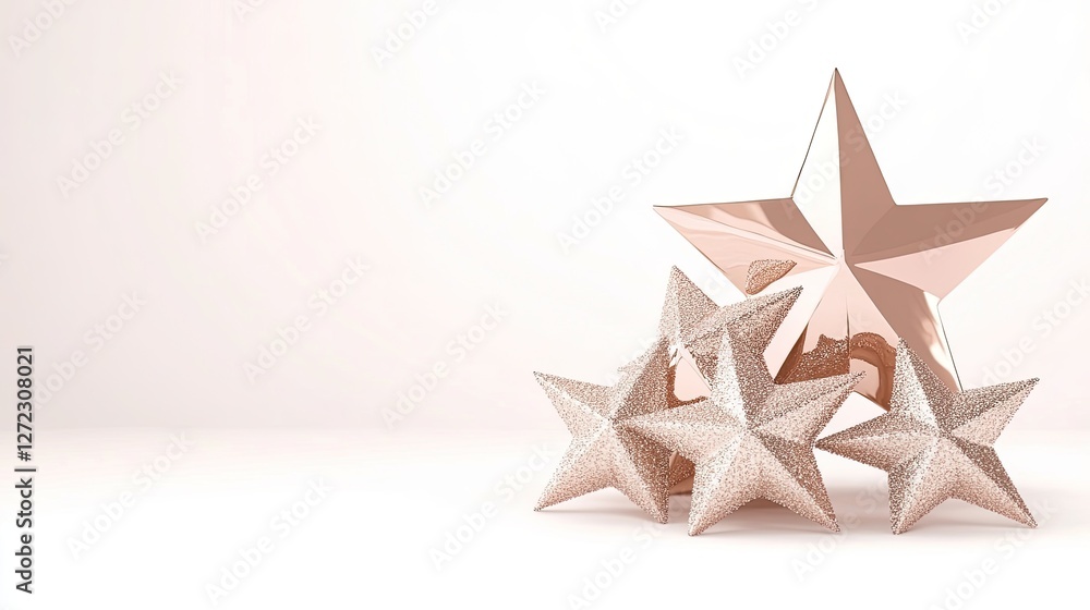 Obraz premium Rose Gold Stars Festive Decorations Display