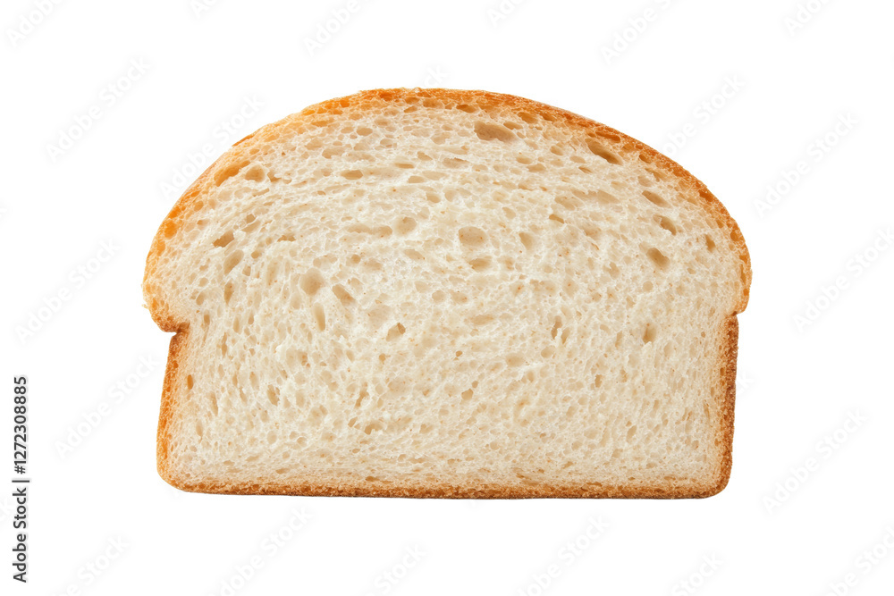 Slice of white bread is shown on a white background, isolated Slice of white bread is shown on a white background, isolated