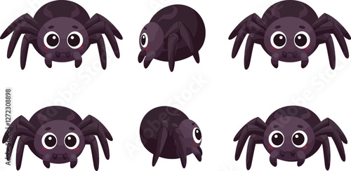 Cute cartoon spider character design in flat style with expressive eyes vector illustration