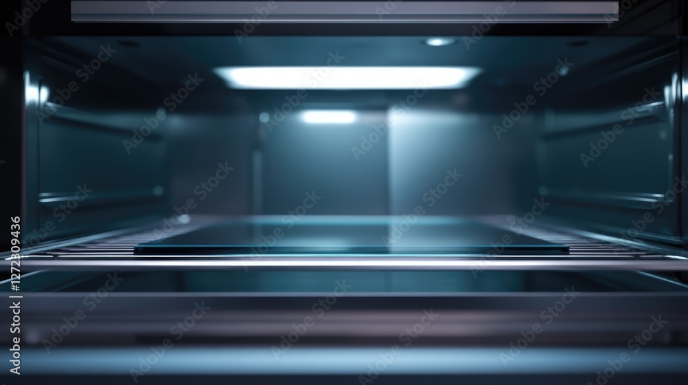 Teal Modern Glass Oven Interior with Illuminated Shelf Teal Modern Glass Oven Interior with Illuminated Shelf