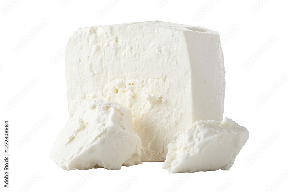 Wedge of white cheese is cut in half, isolated Wedge of white cheese is cut in half, isolated