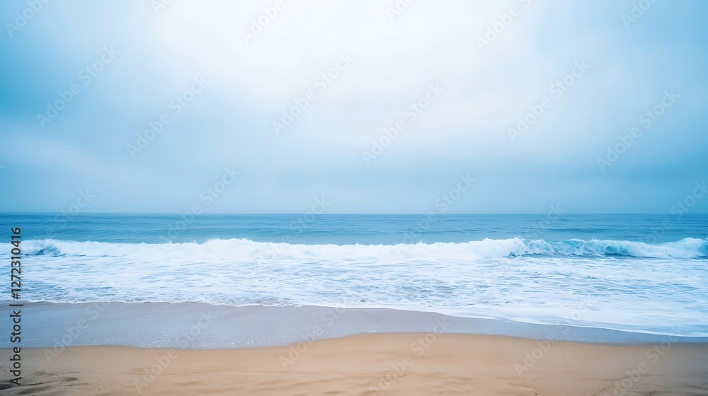 Fototapeta premium Serene Ocean Waves Crashing on Sandy Beach
