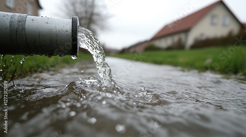 Wallpaper Mural Water flowing from pipe into flooded ditch Torontodigital.ca