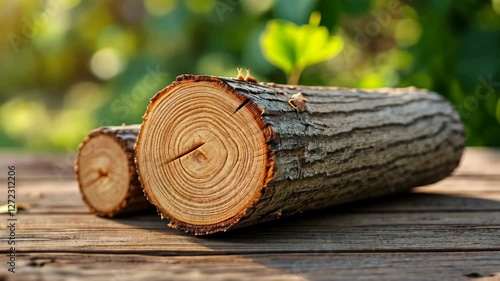 cut logs in the forest