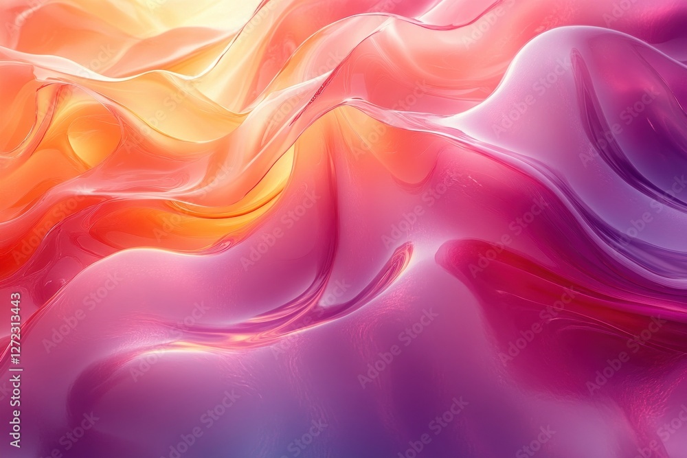 Fototapeta premium Dynamic Abstract Background with Glossy Fluid Shapes in Pink and Orange