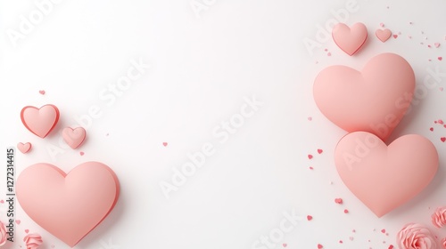 Pink Hearts Valentines Day Romantic Design