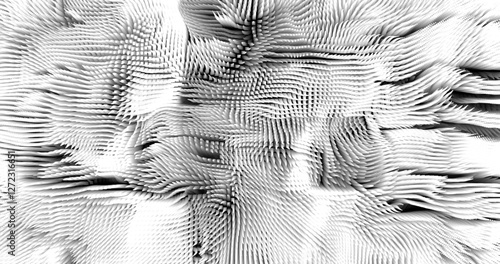 In shades of grey abstract texture created with Gradient flow and 3D structure imitate the movement of liquid or wind. Vibrant colors, volumetric waves and digital noise create a sense of depth and dy