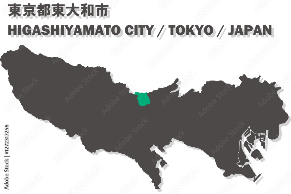 Fototapeta premium 日本地図-東京都-東大和市ベクターイラストマップ