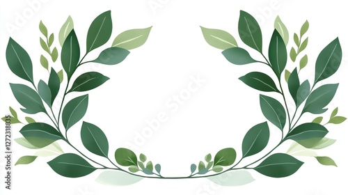 Elegant Green Leaf Frame Design Illustration