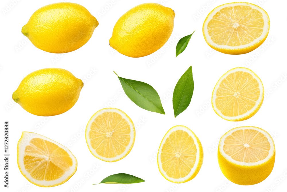 Close up of a lemon with a leaf on it, isolated Close up of a lemon with a leaf on it, isolated