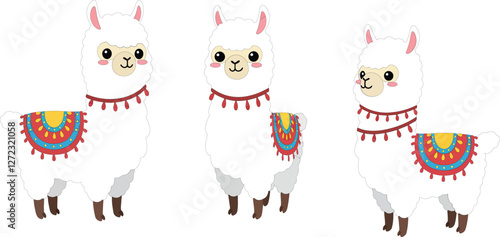 Cute llama character design in flat style for playful vector art
