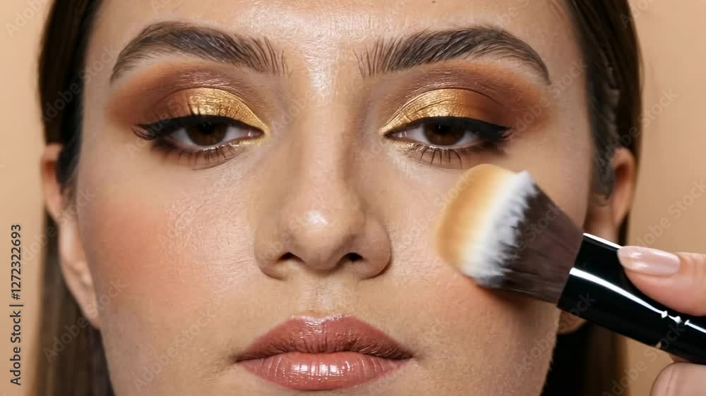 Glamorous Makeup Application: Golden Eyeshadow and Bronzer Glamorous Makeup Application: Golden Eyeshadow and Bronzer