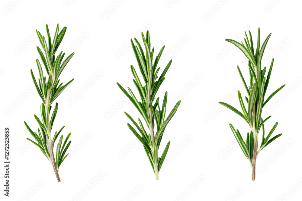 Fototapeta premium Three green leaves of a plant, isolated