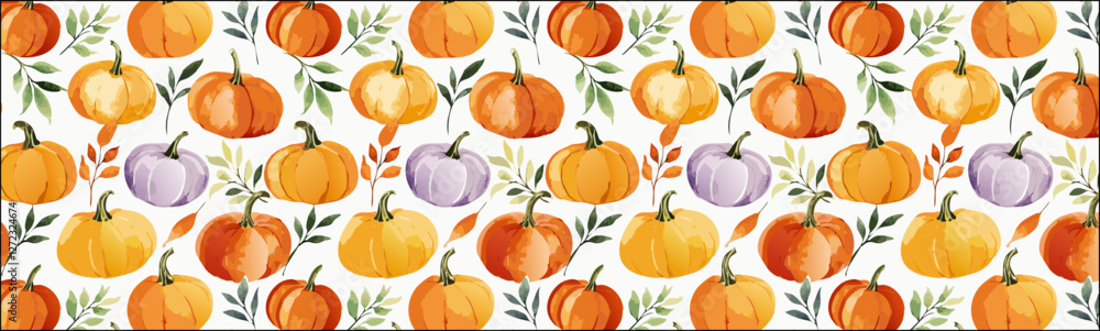 Pumpkin pattern, watercolor autumn print, simple pattern background Pumpkin pattern, watercolor autumn print, simple pattern background