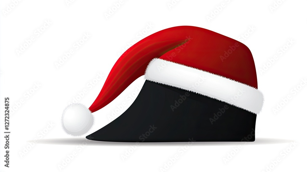 A unique Santa hat design features a black base A unique Santa hat design features a black base