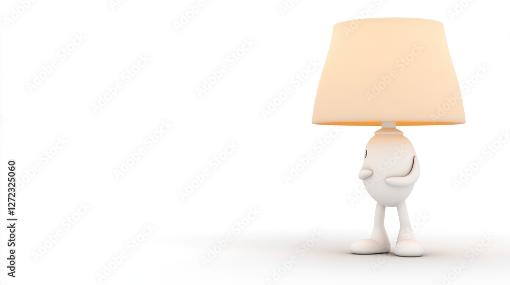 Cartoon Lamp Character Stands Illuminated Cartoon Lamp Character Stands Illuminated