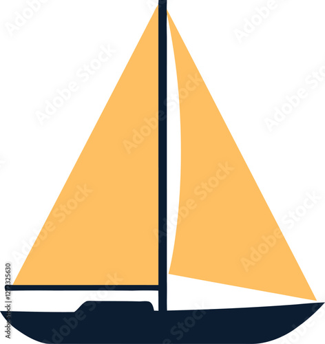 Sailing boat design with flat colors and minimal details in vector art