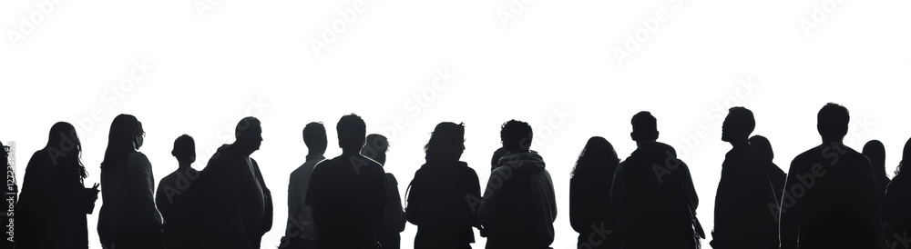 Silhouetted crowd gathering indoor event space social interaction Silhouetted crowd gathering indoor event space social interaction