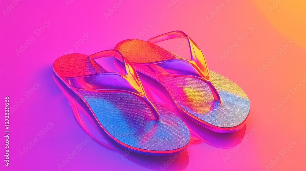 Neon Flip-Flops, Studio, Summer, Advertising Neon Flip-Flops, Studio, Summer, Advertising