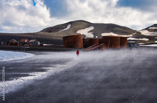 Rusty tanks on Deception Island, Antarctica.