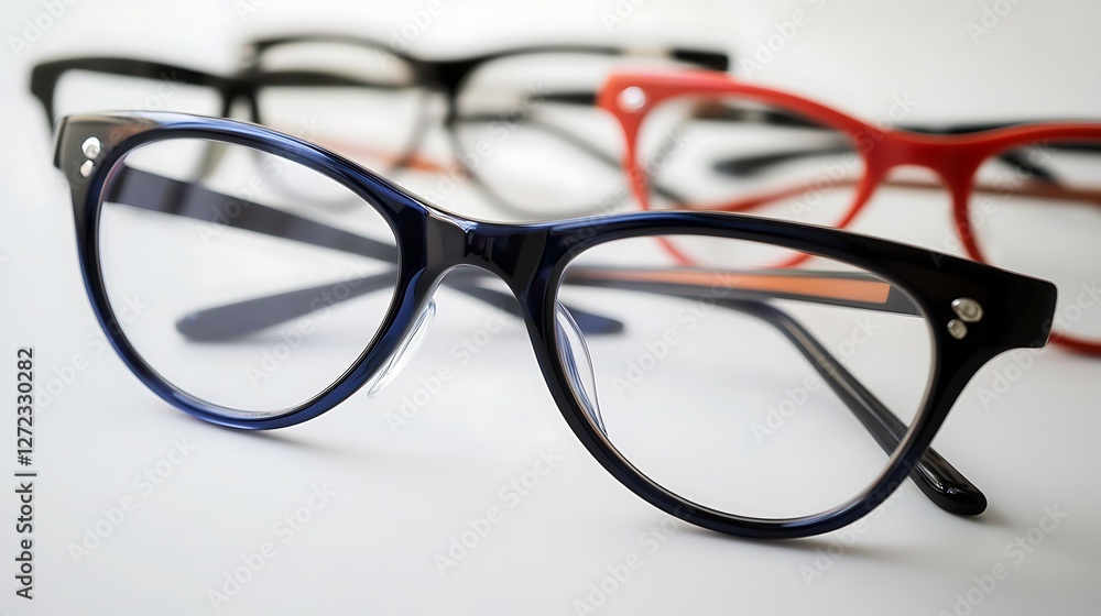 Stylish reading glasses in a range of modern colors, isolated on pristine white backdrop, ultra HD, high resolution Stylish reading glasses in a range of modern colors, isolated on pristine white backdrop, ultra HD, high resolution