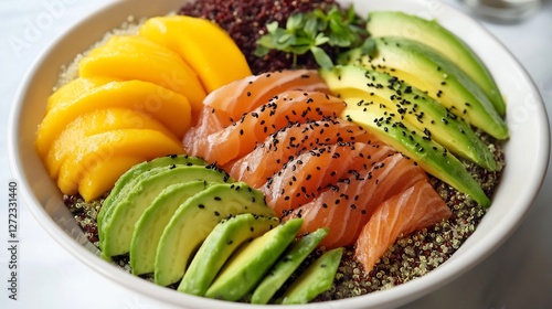 Wallpaper Mural Modern twist a poke bowl featuring quinoa smoked salmon mango and avocado slices Torontodigital.ca