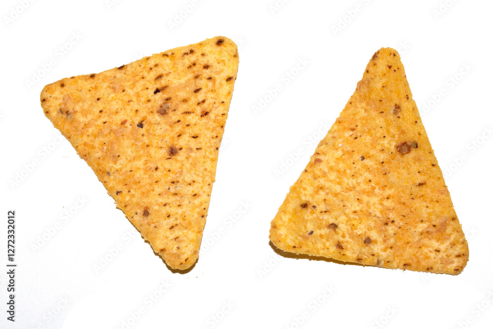 Fototapeta premium Close Up of Nacho Corn Crisp Chip Triangle Shape Snack