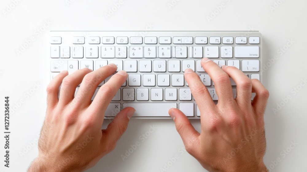 A man is typing on a keyboard with his hands A man is typing on a keyboard with his hands